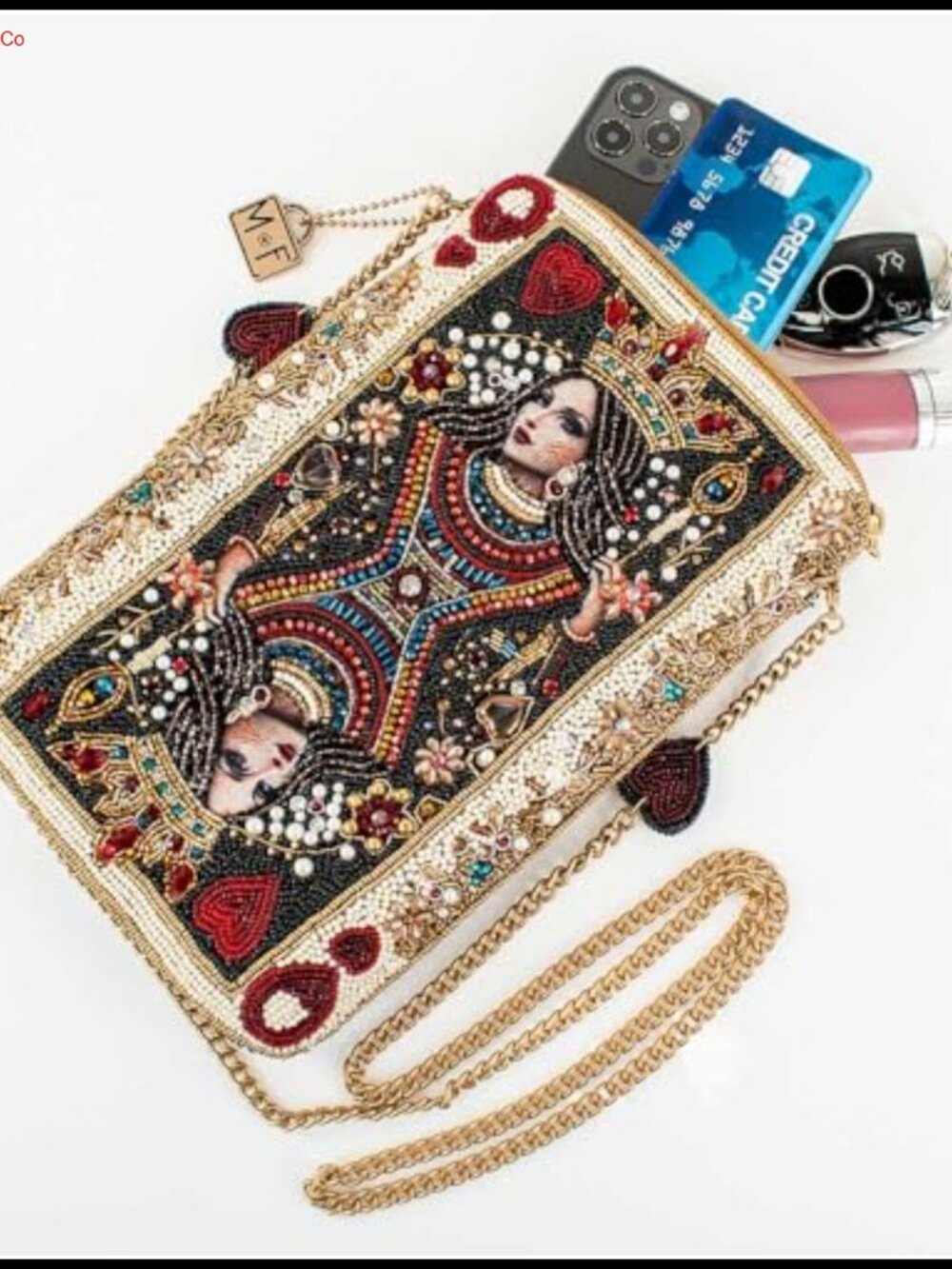 Mary Frances Beaded Mini Crossbody Bag Removable Chain Strap Clutch - Picture 6 of 6